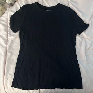 Nine West Black Fitted Ribbed Short Sleeve Tee